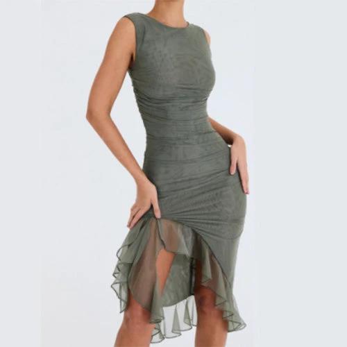 Mandotos summer slim sleeveless dress for women, perfect for fashion, parties, and club events, shown in a sleek, fitted style.