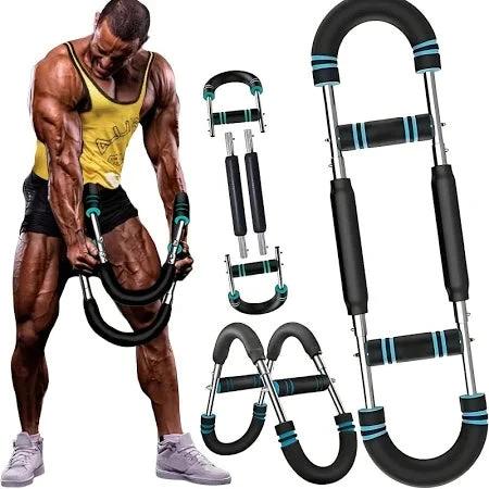 Mandotos U-Shaped Arm Strengthener and multi-functional chest trainer for home gym workouts, showing its compact design and handles.