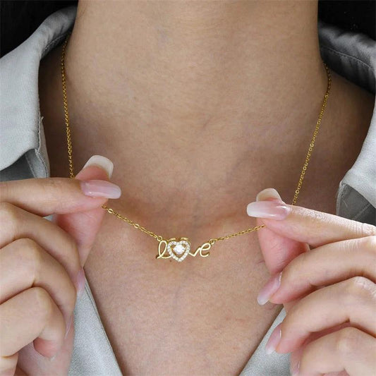 Mandotos titanium steel Valentine's Day necklace for women, elegant clavicle chain with love-themed design, fashionable jewelry.
