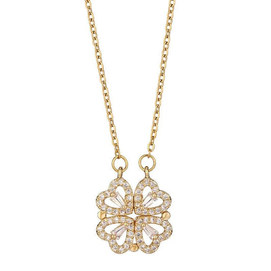 Mandotos Four-leaf Clover titanium steel necklace with non-fading, light luxury design, showcasing a delicate charm on a chain.