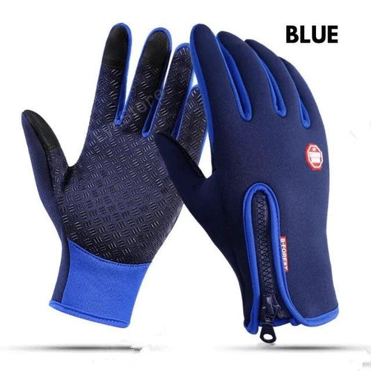 Mandotos winter gloves for riding with touchscreen, waterproof, fleece lining, designed for motorcycle and sports activities.