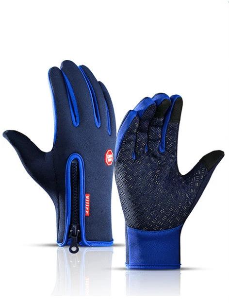 Mandotos winter motorcycle riding gloves with touch screen fingertips, waterproof sliding design, fleece lining for cold weather.