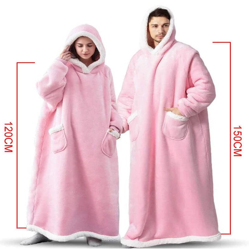 Mandotos winter TV hoodie blanket, oversized warm pullover with pockets for women and men, cozy home winter clothing