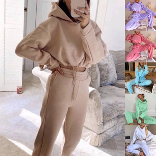 Women's 2-piece jogging suit by MANDOTOS, featuring a sexy long sleeve hoodie and matching athletic pants for activewear.