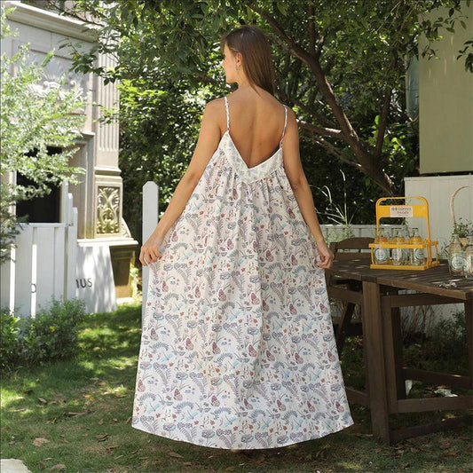 Light beige women's simple fashion dress by MANDOTOS, featuring a classic, comfortable design suitable for casual wear.