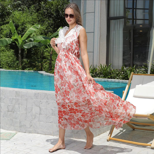 Women's simple fashion dress by MANDOTOS, lightweight and stylish, featuring a classic design perfect for casual or semi-formal wear.