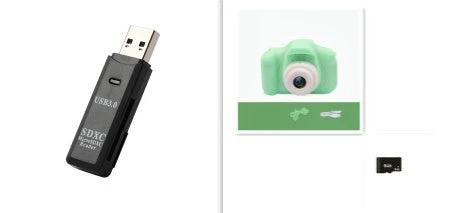 Mandotos X2 HD Mini Cartoon Kids Digital Camera showing colorful cartoon design and compact size for children.