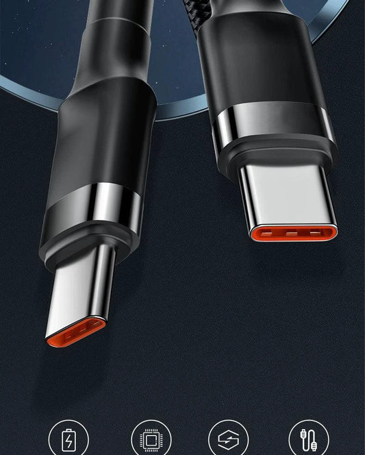 Mandotos double-headed USB Type-C data cable for mobile, computer, and car use, 2 meters long, fast charging and data transfer.