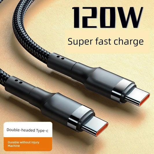 MANDOTOS double-headed Type-C data cable for mobile phones, computers, and cars, 2 meters long, supports fast charging and data transfer.