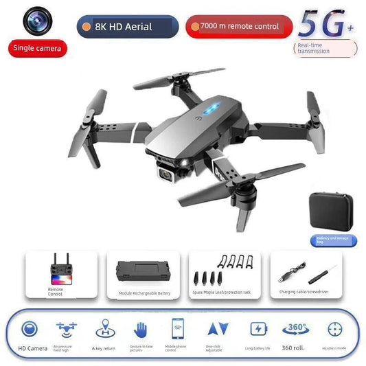 MANDOTOS HD drone for aerial photography, remote control quadcopter with camera, showcasing its sleek design and propellers.