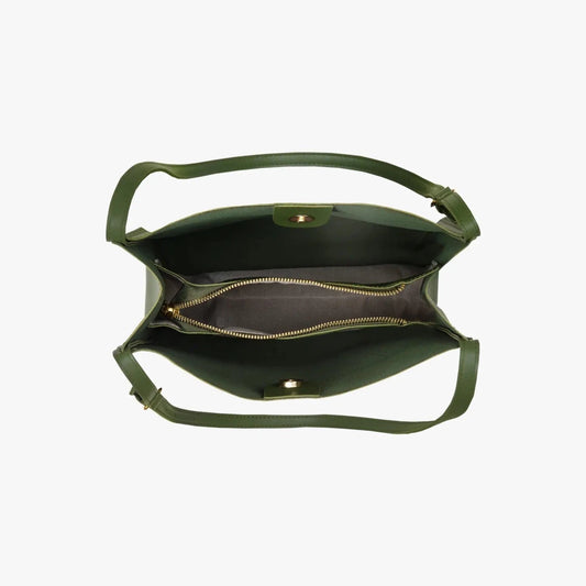 Eco-friendly vegan leather tote bag by MANDOTOS, showcasing a stylish and sustainable design with spacious interior and durable handles.
