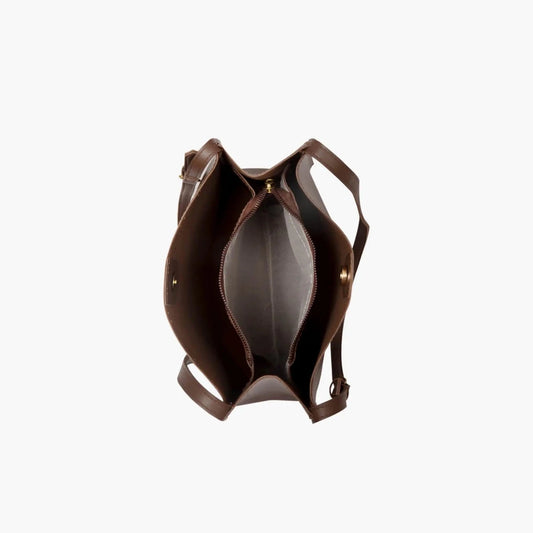 Eco-friendly vegan leather tote bag by MANDOTOS featuring a stylish and sustainable design, with handles and spacious interior.