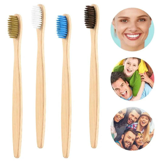 Mandotos EcoPure bamboo toothbrush with biodegradable handle and soft bristles, eco-friendly dental care product.