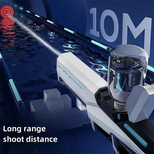 Mandotos electric water gun for adults, powerful automatic water blaster ideal for summer outdoor beach fun and water fights.