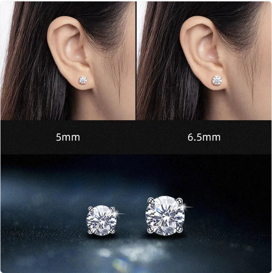 Elegant 18K gold and silver moissanite stud earrings with sparkling gemstones, showcasing a sophisticated jewelry design.