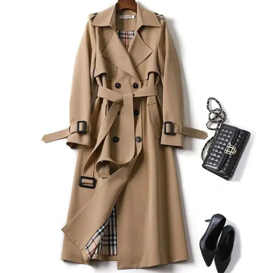 Elegant classic trench coat by MANDOTOS, featuring a tailored fit with a double-breasted design and stylish collar details.