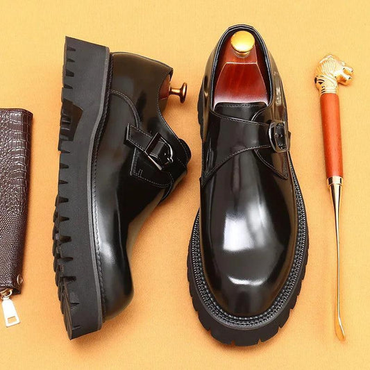 Elegant genuine leather shoes by MANDOTOS featuring classic design and polished finish, perfect for formal occasions.