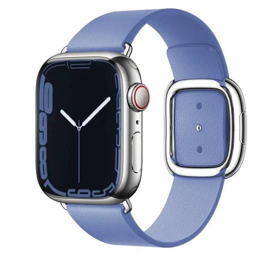Elegant leather strap by MANDOTOS featuring smooth, high-quality leather with adjustable buckle for a stylish accessory.