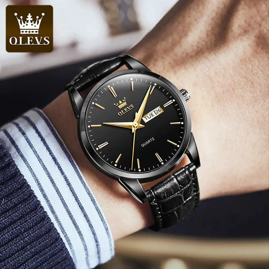 Elegant leather timepiece by MANDOTOS featuring a classic watch face and stylish leather strap.