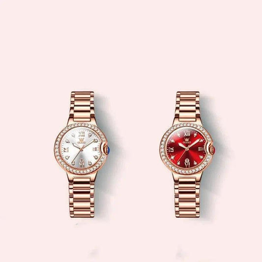 Mandotos waterproof ladies watch with explosion design, featuring a stylish round dial and water-resistant features for women.