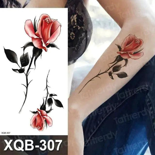 Mandotos Floral Essence Body Art Tattoo featuring intricate floral design on skin