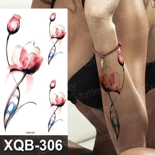 Mandotos Floral Essence Body Art Tattoo showcasing intricate floral design on skin