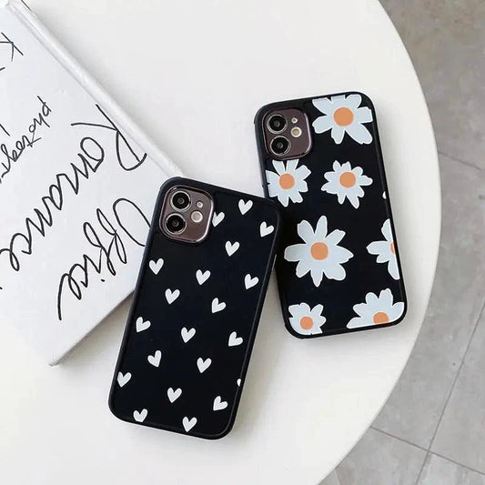 Mandotos floral love phone case with colorful flower design, slim protective cover for smartphone protection and style.