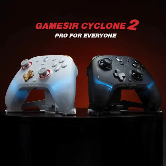 Mandotos GameSir Cyclone 2 wireless Bluetooth controller for Nintendo Switch, iPhone, and Android with Hall Effect joystick.