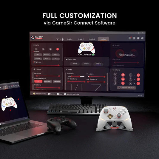 Mandotos GameSir Cyclone 2 wireless Bluetooth controller for Nintendo Switch, iPhone, Android with Hall Effect joystick.