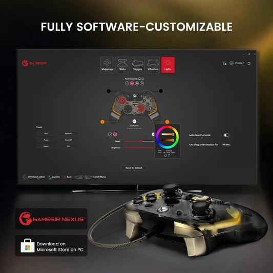 MANDOTOS GameSir Kaleid Flux Xbox wired controller with Hall Effect joysticks for Xbox Series X, Series S, and Xbox One consoles.