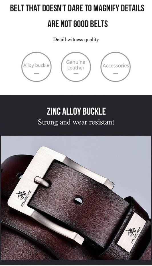 Mandotos men's genuine leather cowboy belt with high-quality buckle, cowskin design, casual and business style waistbelt.