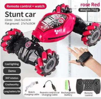 Gesture-controlled transforming stunt car by MANDOTOS with sleek design, ready for action and stunts in dynamic motion.