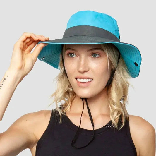 Girls' Ponytail UV Shield Sun Hat by MANDOTOS, featuring a wide brim and breathable fabric for sun protection and comfort.
