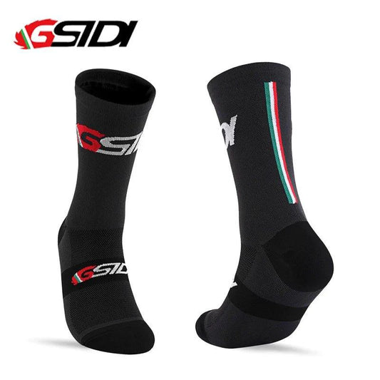Mandotos Gsidi high-quality compression cycling socks for men and women, ideal for outdoor biking and professional sports running.