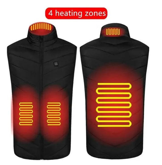 Mandotos heated vest, washable USB charging electric winter clothing, front view showing zipper and cozy fit.