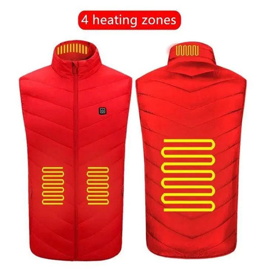 Mandotos heated washable USB charging electric winter vest, showing the insulated fabric and front zipper design.