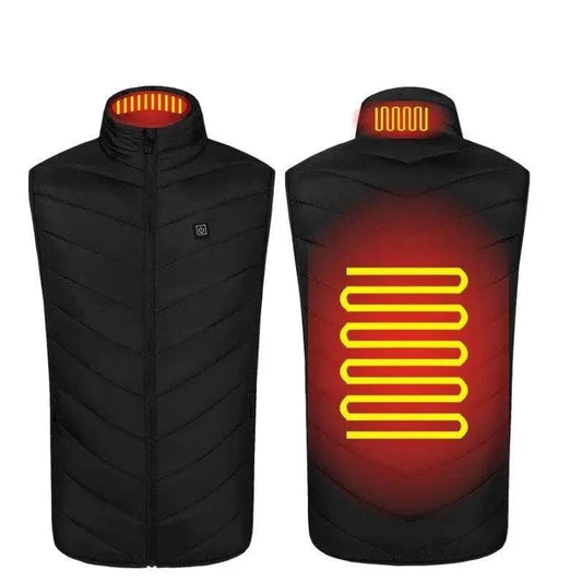 Mandotos heated washable USB charging electric winter vest with adjustable heating elements and soft fleece lining.