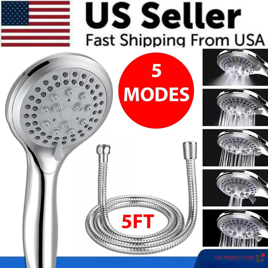 Mandotos high-pressure handheld shower with 5 modes and flexible hose for versatile and powerful water flow.