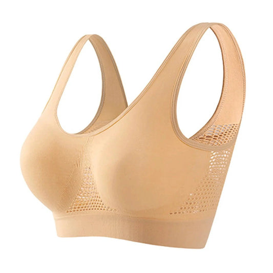 Mandotos high-strength anti-sag women's sports bra designed for yoga and running, with supportive fit and breathable fabric.