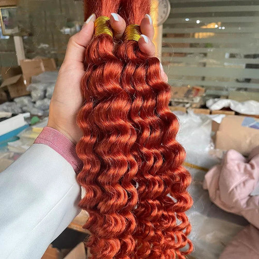 Mandotos 20-inch human hair braiding bundle with deep wave highlight in P4/27 for stylish, natural-looking hair extensions.