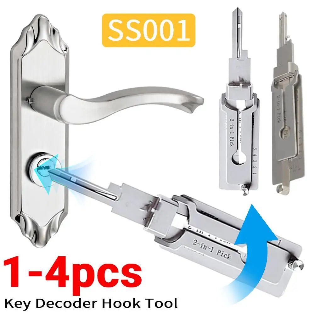 Mandotos International stainless steel 1-4pcs key decoder tool pickup hand tool kit for lock maintenance and repair.