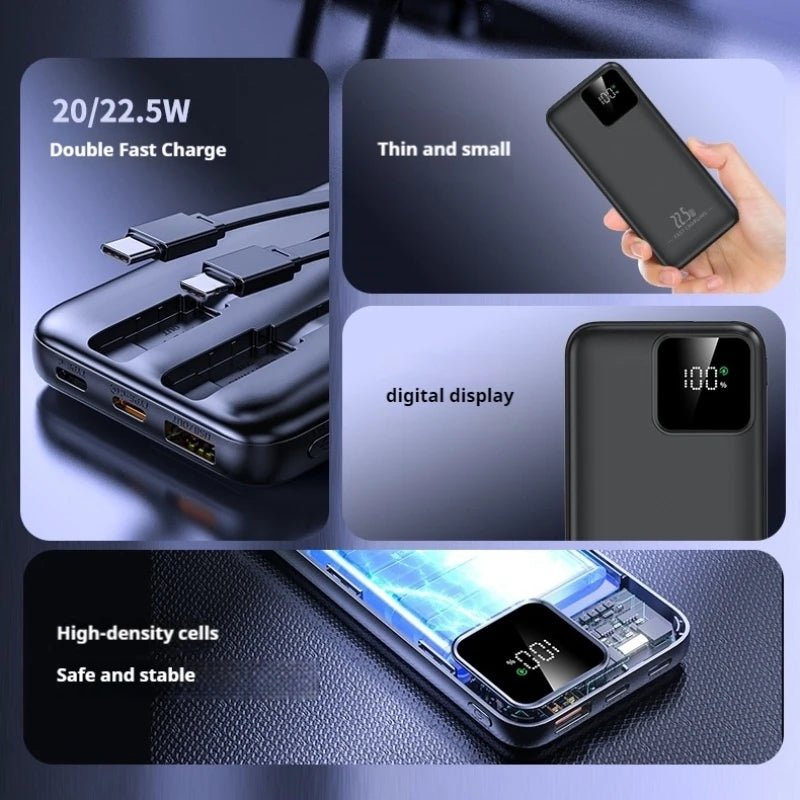Mandotos International 20000mAh fast charging power bank with digital display and USB port for portable device charging