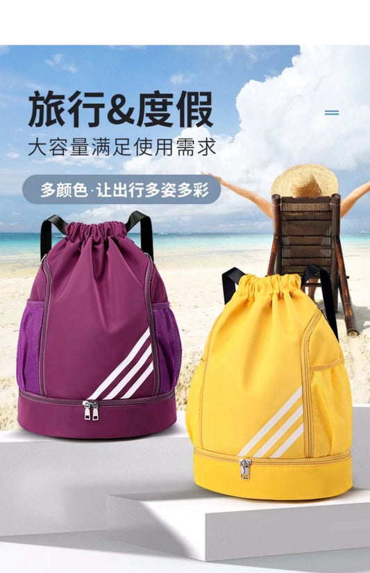 Mandotos International 2024 drawstring backpack with large capacity, outdoor training, basketball, travel, and gym bag features.