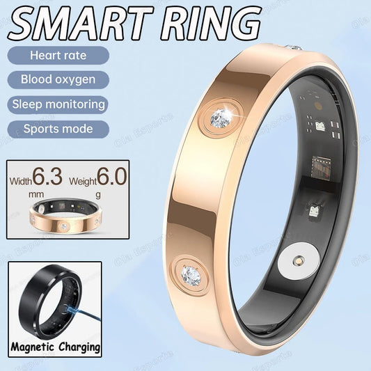 Mandotos International 2025 smart ring for women and men, 6.3mm narrow design, heart rate, stress monitoring, waterproof sports ring