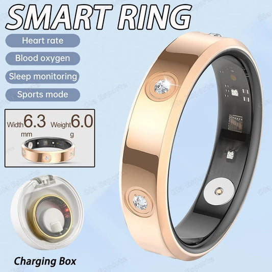 Mandotos International 2025 smart ring for women and men, 6.3mm narrow design, heart rate and stress monitor, waterproof sports ring.