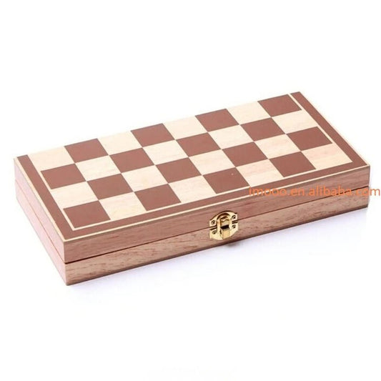 Wooden 30x30cm international chess set board by MANDOTOS INTERNATIONAL, ideal for travel and game accessories.