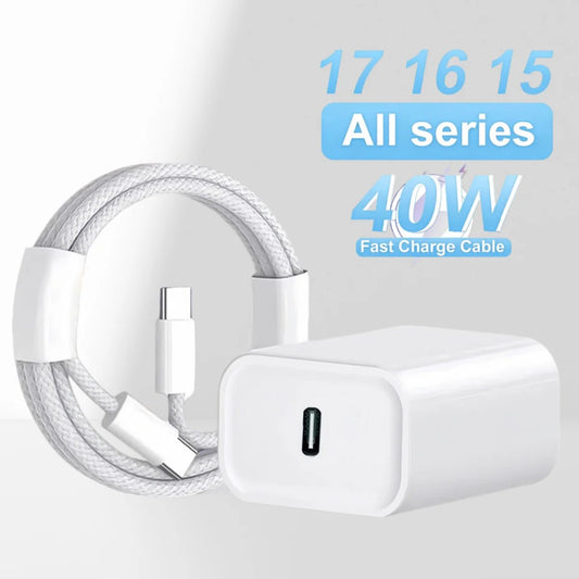 Mandotos 40W PD fast charger for iPhone 11-16 Pro Max and iPad Air, USB-C port with quick charge capability