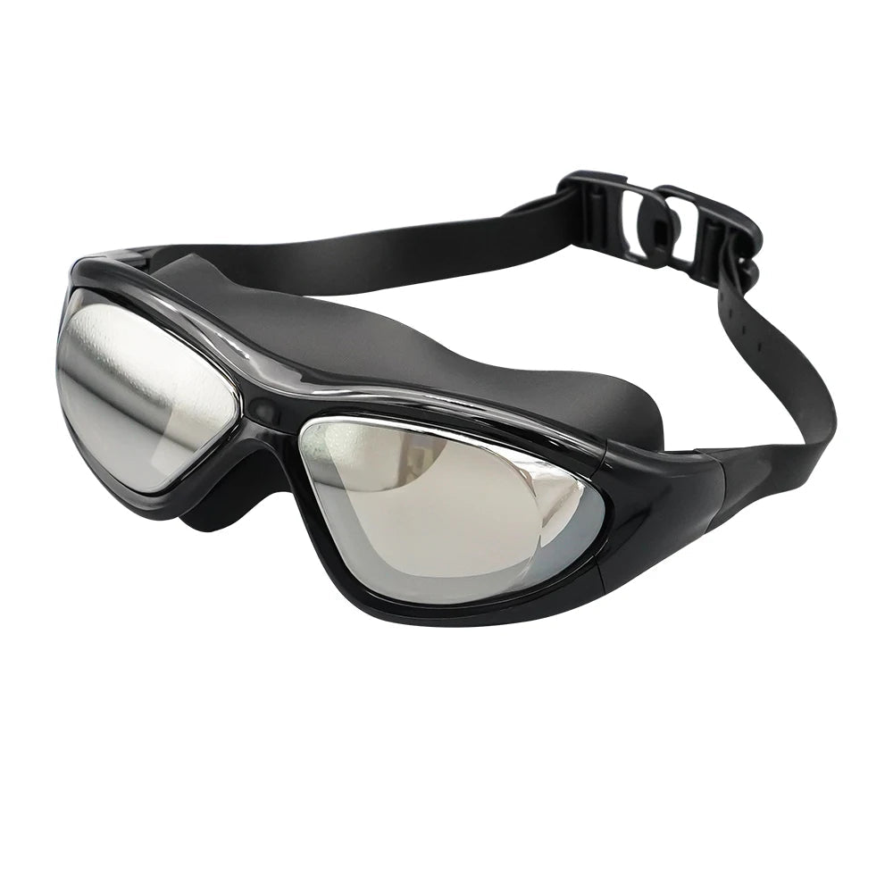 Mandotos International adult swim goggles with clear frame, no leaking lens, sports style, suitable for women.
