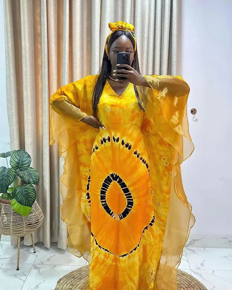 African Dashiki Ankara maxi dress for women, traditional long dress with vibrant patterns, by MANDOTOS INTERNATIONAL.