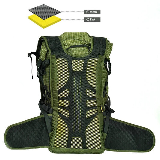Mandotos International ANMEILU large capacity nylon backpack for mountain camping, travel, and hiking with multiple compartments